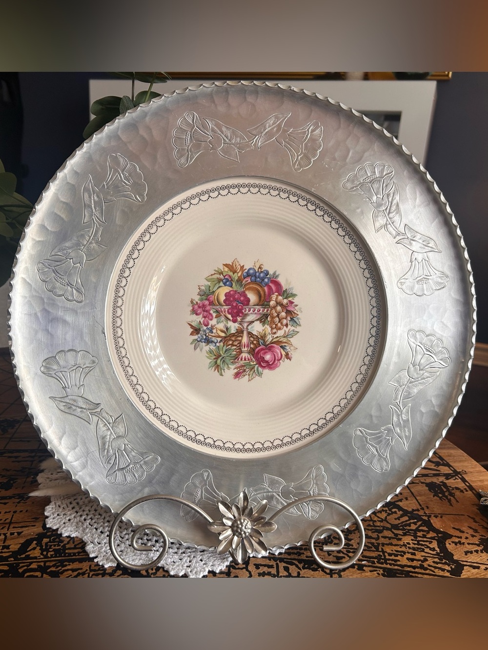 Vintage Farberware Hammered Aluminum Platter Triumph Limoges Imperial Victorian